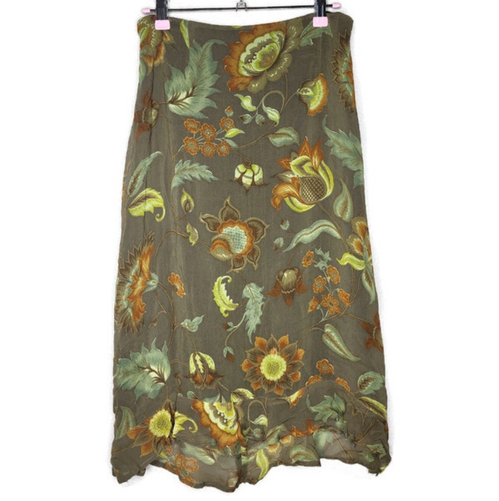 Tessuto Vintage 90s Floral Chiffon Skirt Size M
